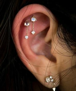 Buddha Jewelry Organics Bianca - Moonstone + White Sapphire Rook