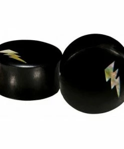 Buddha Jewelry Organics Lightning Strikes Plug - Arang Wood + Mother Of Pearl