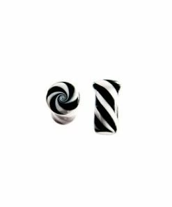 Buddha Jewelry Organics Glass Plugs - Black & White Twist