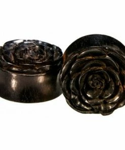 Buddha Jewelry Organics Rose Flower Plugs - Arang Wood Stetched Ears