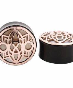 Buddha Jewelry Organics Stetched Ears Indah Moon Plug - Rose Gold + Mother Of Pearl